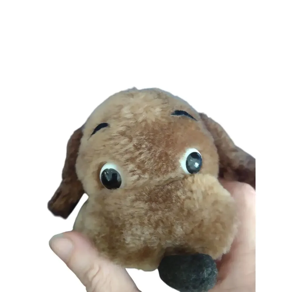Vintage Mini Dog Plush Dakin Drooper Brown Puppy Stuffed Animal Nut‎ Filled 1973
